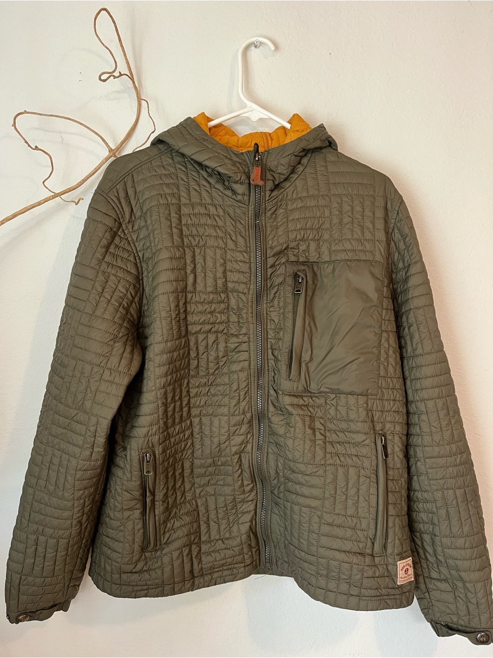Iron Resin Forrester Quilted Hood Jacket Size Large Olive